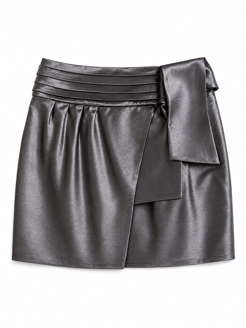 NWT BA&SH Metallic Black Satin Wrap Mini Skirt